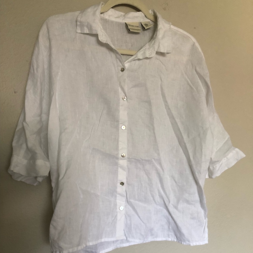 Rachel Zoe White Casual Button Down Shirt